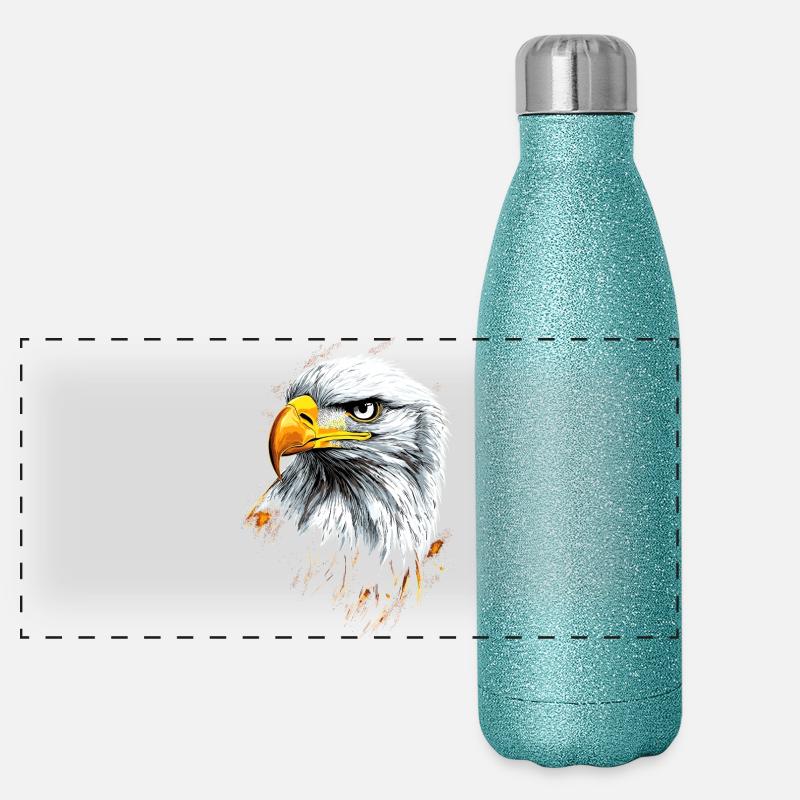 Aigle Pygargue à tête blanche Aigle royal Pygargue à queue blanche Gourde isotherme panoramique pailletée 500 ml