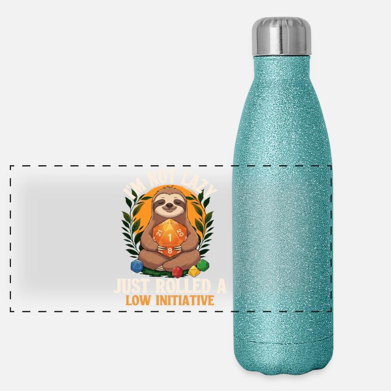 Not Lazy Just Rolled Low Initiative RPG Tabletop Panoramic Glitter Thermal Bottle 500 ml
