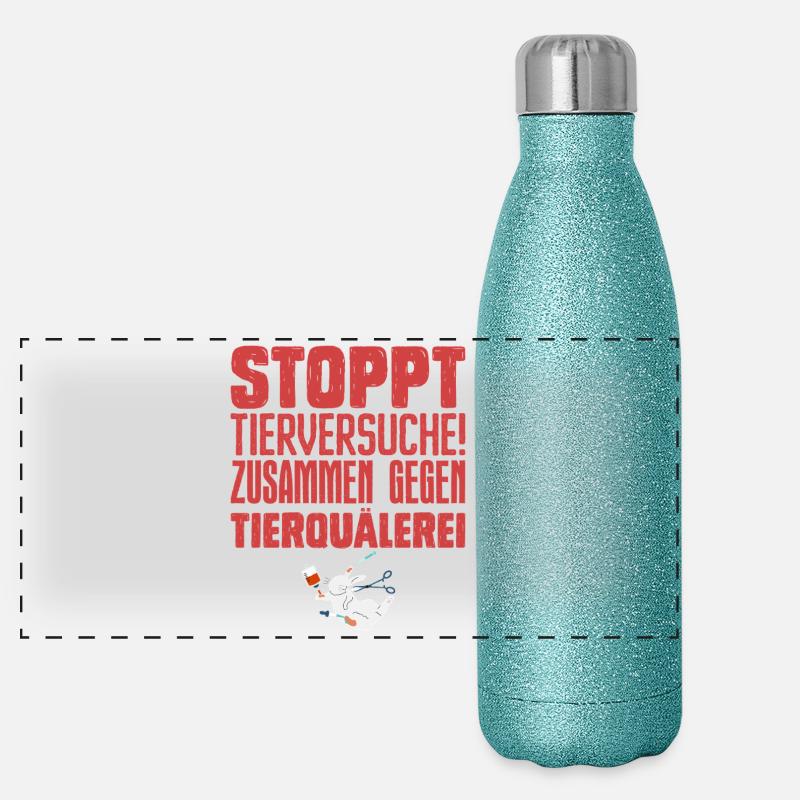 Animal protection STOP ANIMAL TESTING TOGETHER AGAINST Panoramic Glitter Thermal Bottle 500 ml