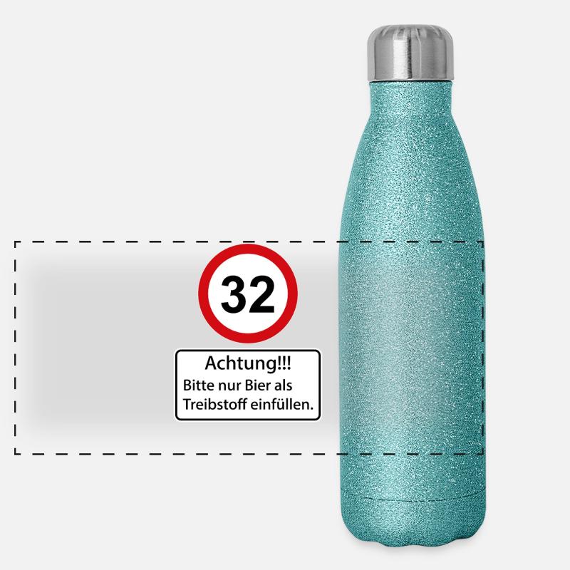 32 Caution only fill beer as fuel Panoramic Glitter Thermal Bottle 500 ml