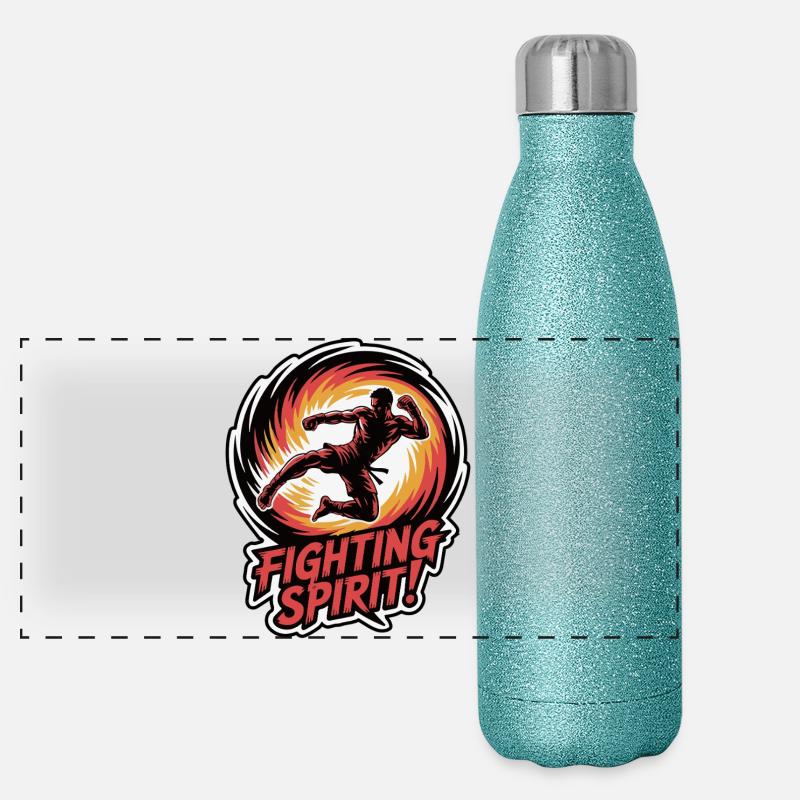 Dynamische Kampfkunst Kampf Illustration Panorama Glitzer Isolierflasche 500 ml