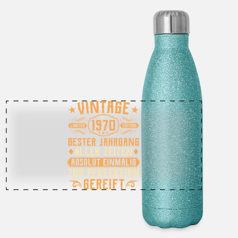 Millésime 1970 année de naissance - 55e anniversaire Gourde isotherme panoramique pailletée 500 ml