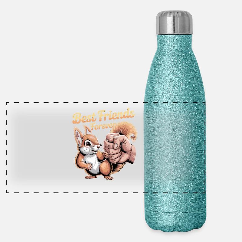  Best Friends Forever Eichhoernchen Fistbump Panorama Glitzer Isolierflasche 500 ml