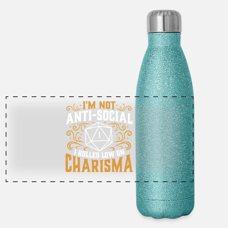 Nicht asozial Low Charisma Roll RPG Tabletop Panorama Glitzer Isolierflasche 500 ml