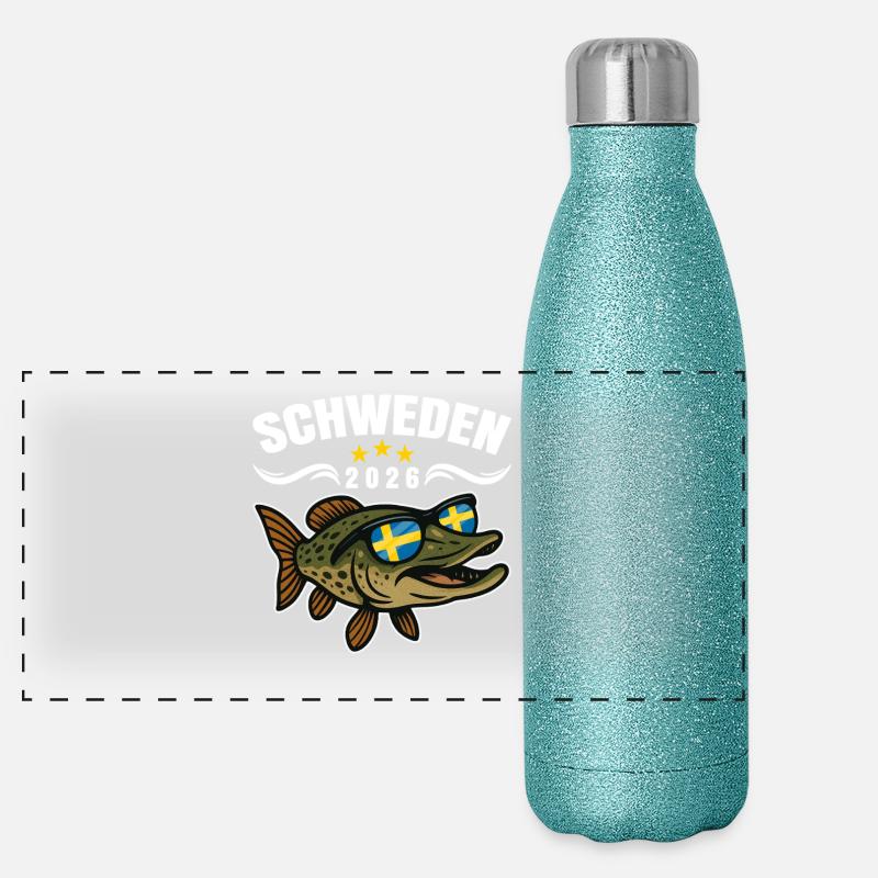 Vacances de pêche Suède 2026 Gourde isotherme panoramique pailletée 500 ml