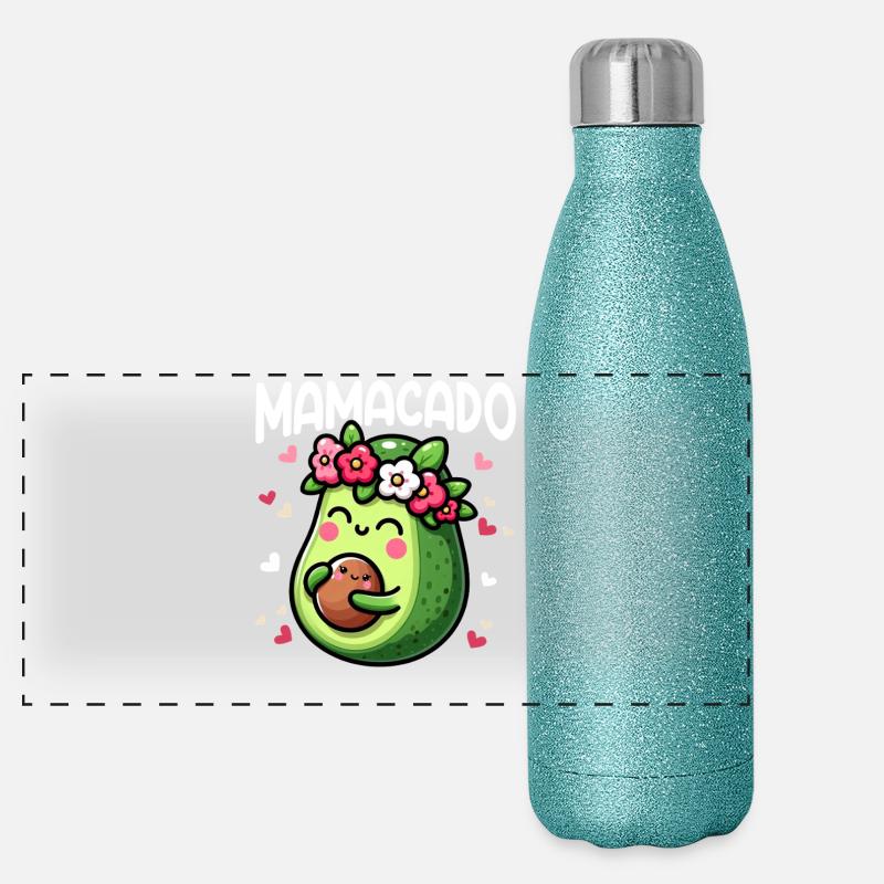 Mamacado Avocado Liebhaberin Muttertag Panorama Glitzer Isolierflasche 500 ml