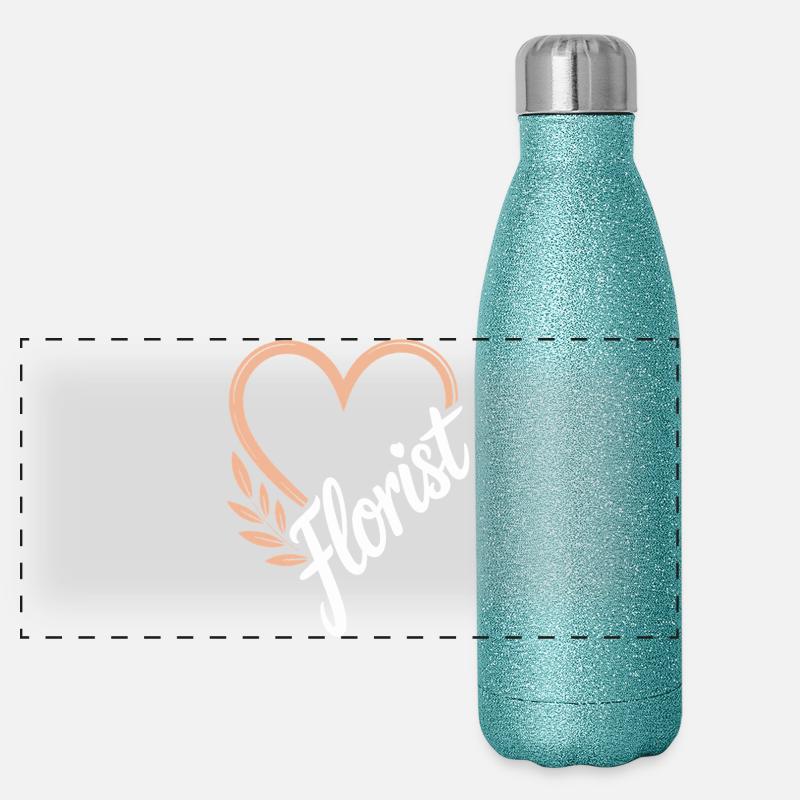 Fleuriste de conception de coeur floral Gourde isotherme panoramique pailletée 500 ml
