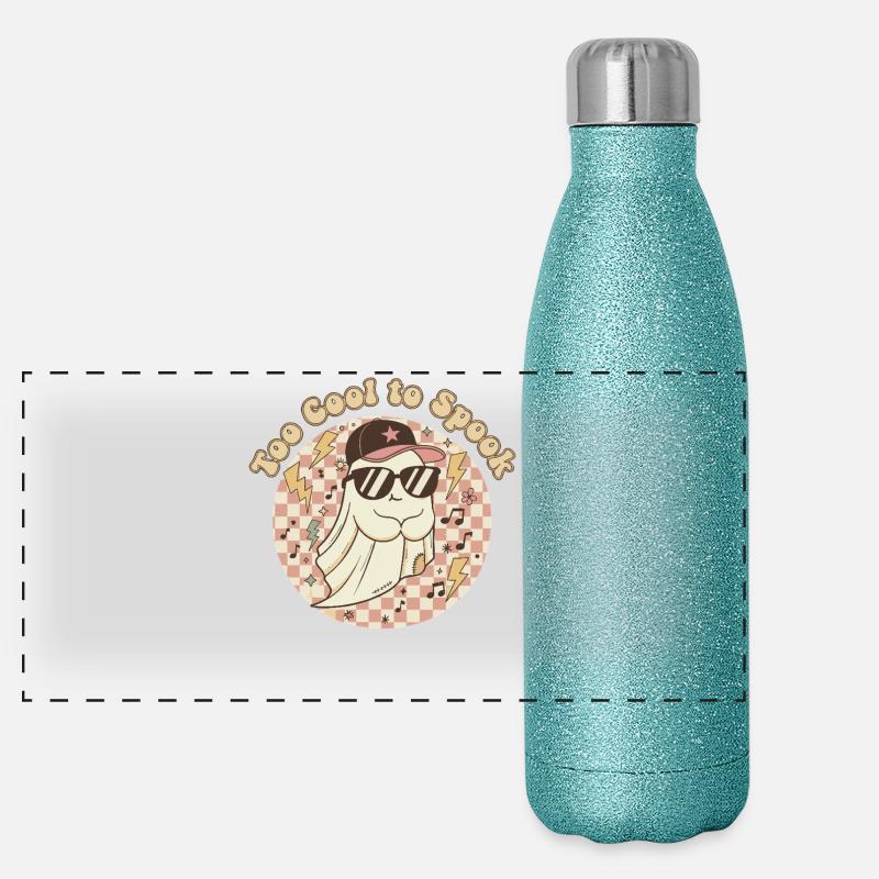 Cooler Geist mit too cool to spook Panorama Glitzer Isolierflasche 500 ml