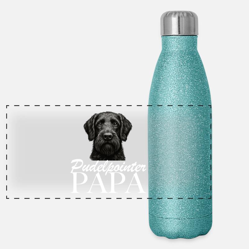 Papa caniche pointer Gourde isotherme panoramique pailletée 500 ml