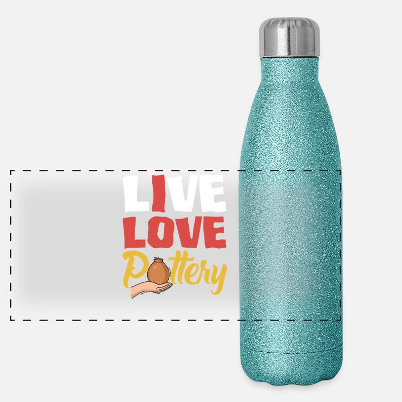Lebe Liebe Töpfern Kunst Panorama Glitzer Isolierflasche 500 ml