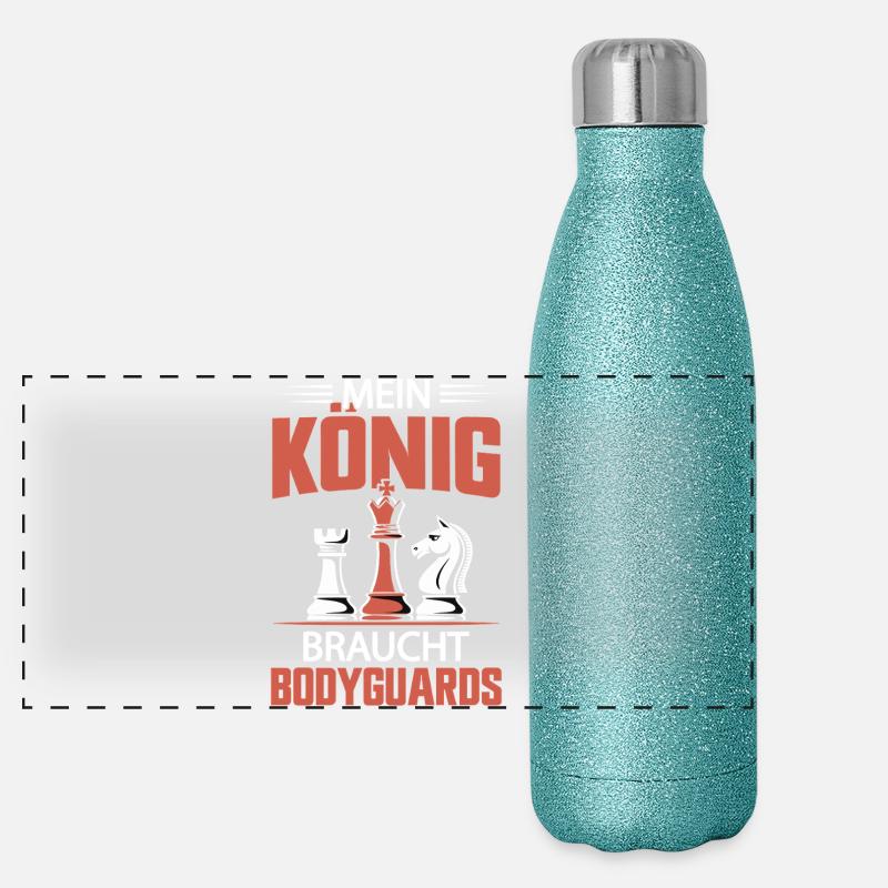 Chess Chess Piece King Bodyguard Gift Gourde isotherme panoramique pailletée 500 ml