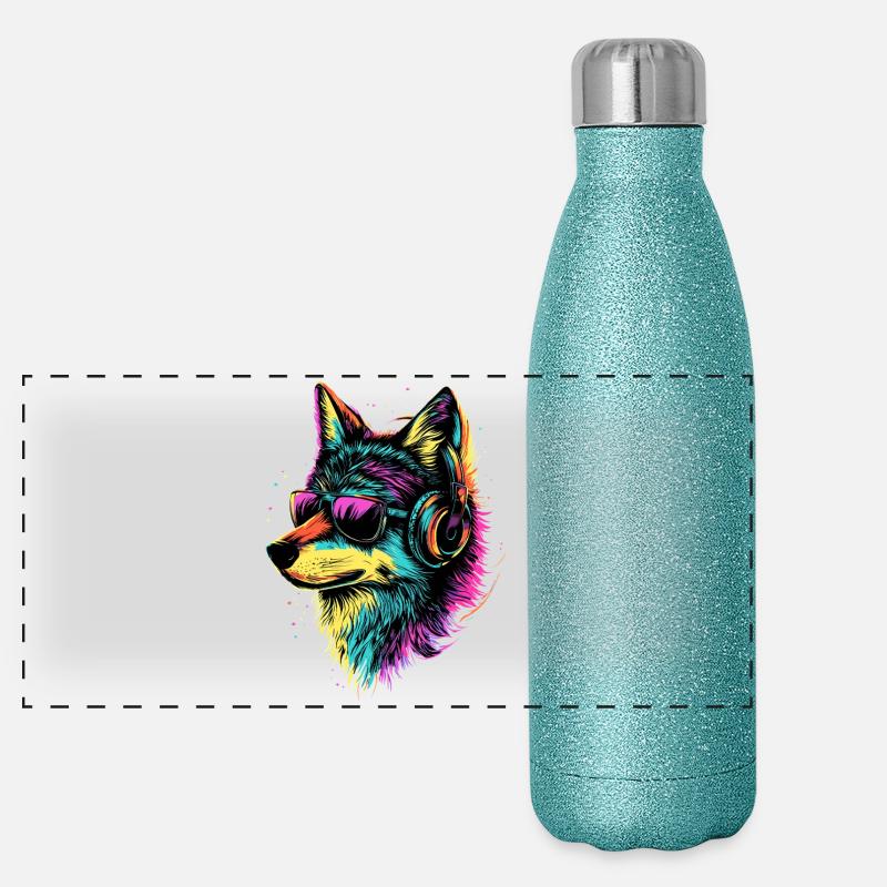 Wolf Love Wolves Wolf Pack Wolfhound Wild Wolf Gourde isotherme panoramique pailletée 500 ml