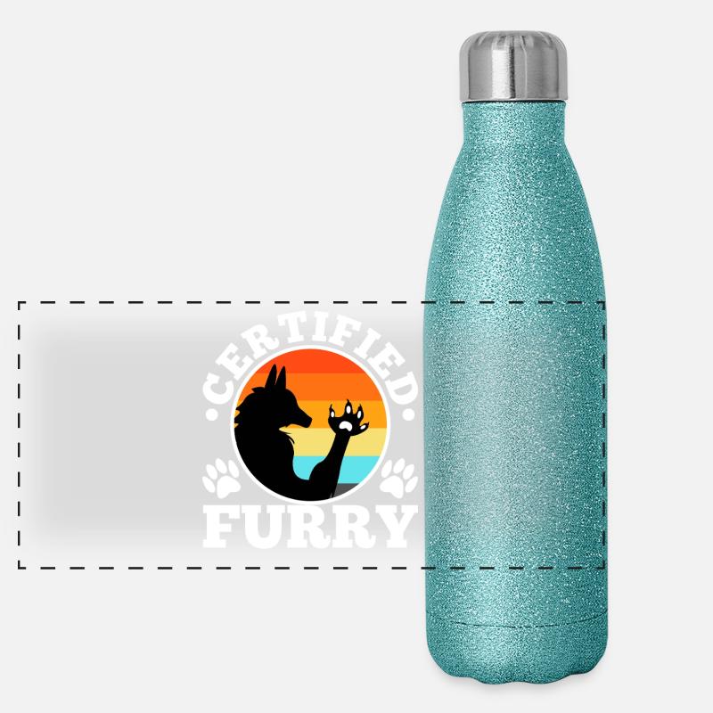Fourrure certifiée Gourde isotherme panoramique pailletée 500 ml