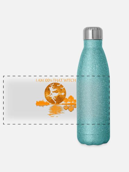 100 Prozent diese Hexe - Panorama Glitzer Isolierflasche 500 ml - Blau Glitzer