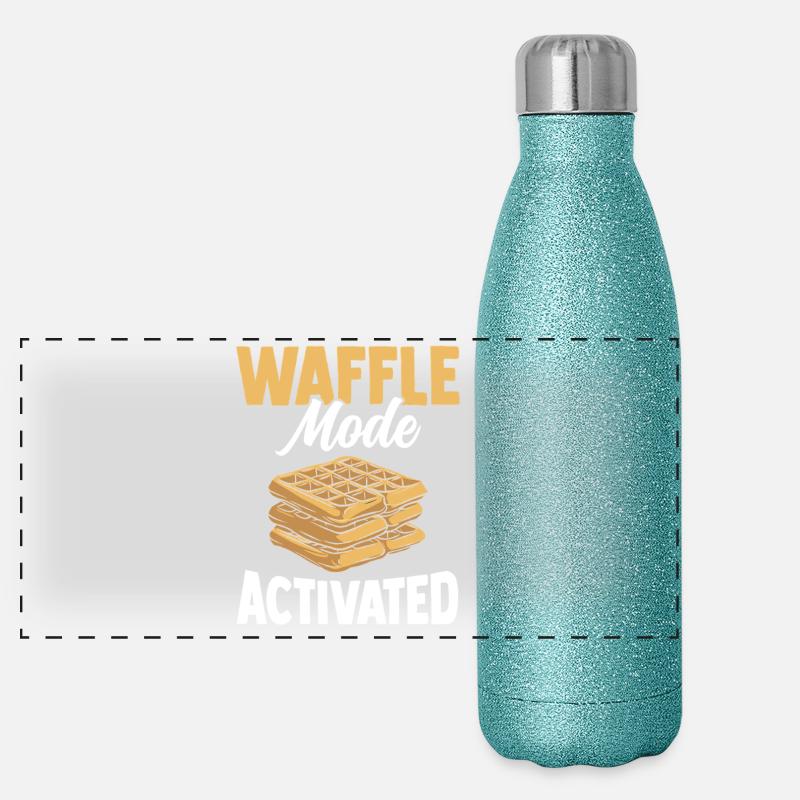 Waffel Modus Aktiviert Gebäck Frühstück Panorama Glitzer Isolierflasche 500 ml