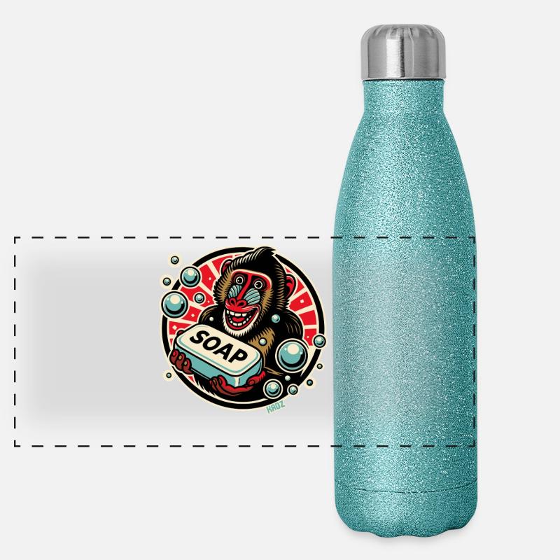 Mandrill Affe mit Seife Panorama Glitzer Isolierflasche 500 ml