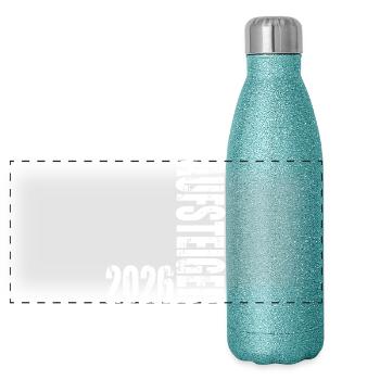 Aufsteiger 2026 Aufstiegstrikot Aufstieg 26 - Panorama Glitzer Isolierflasche 500 ml - Blau Glitzer - Vorne