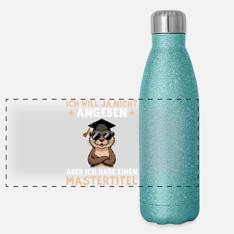 Master's Degree - Otter with Master's Degree Panoramic Glitter Thermal Bottle 500 ml