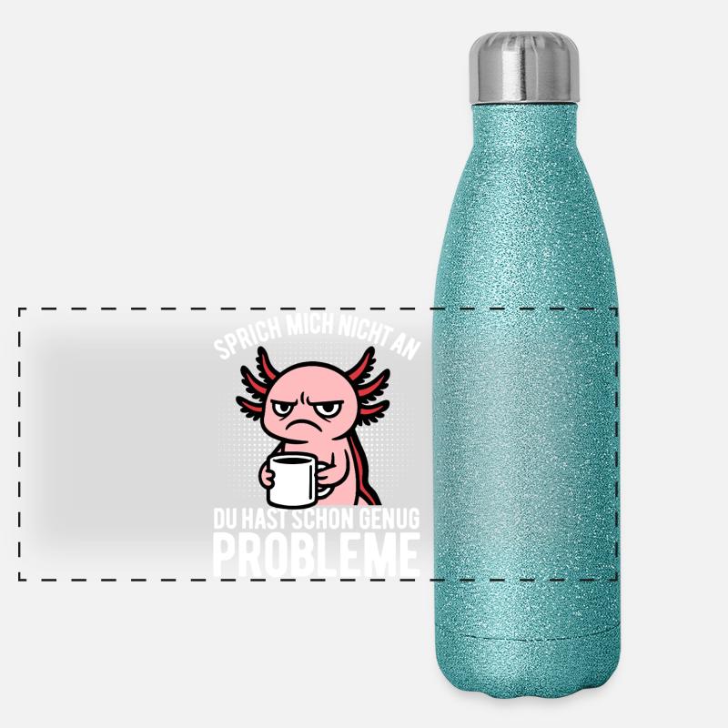 Don’t talk to me - Axolotl au café Gourde isotherme panoramique pailletée 500 ml