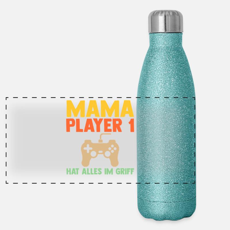 Father Team Dad - Panoramic Glitter Thermal Bottle 500 ml - blue glitter
