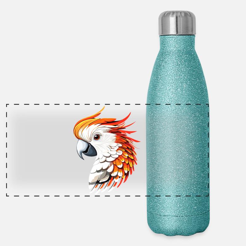 Parrot Macaw Parakeet Cockatoo Lover Parrots Panoramic Glitter Thermal Bottle 500 ml