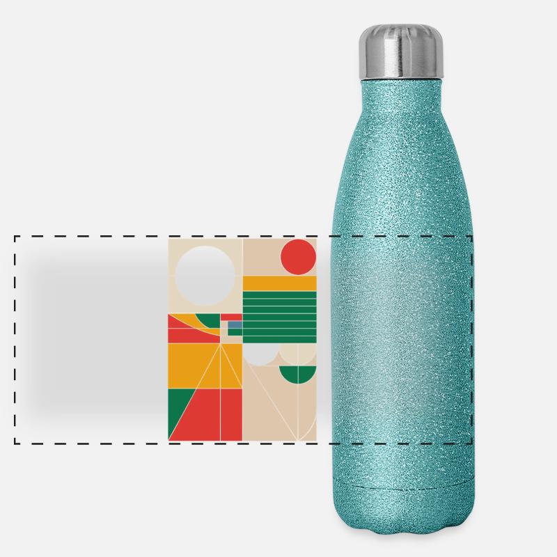 Bauhaus Abstract Geometric Shapes Artwork Panoramic Glitter Thermal Bottle 500 ml