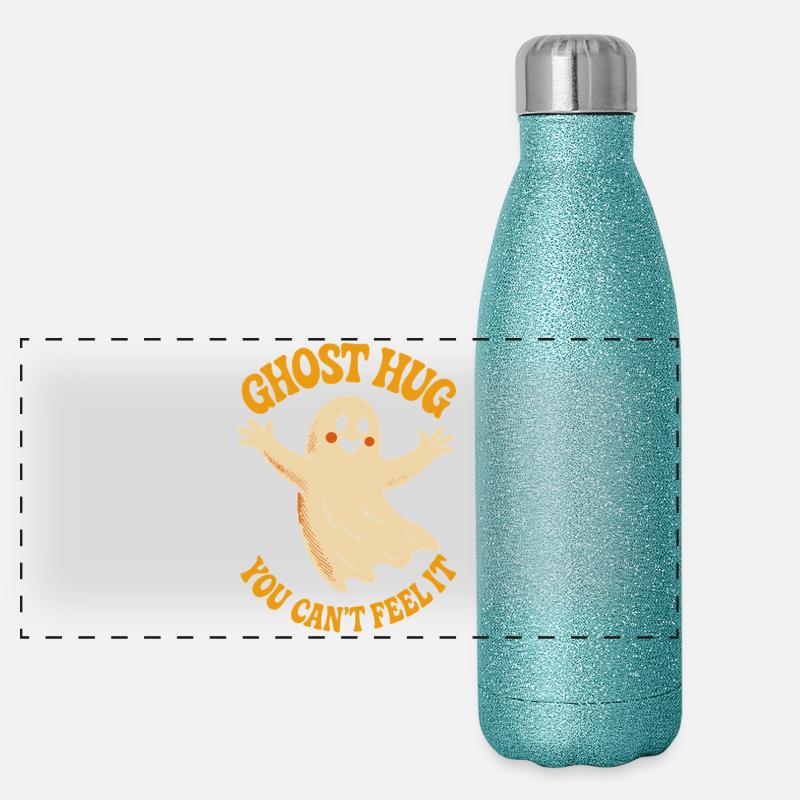 Ghost Hug You Can't Feel It Cute Halloween Panoramic Glitter Thermal Bottle 500 ml