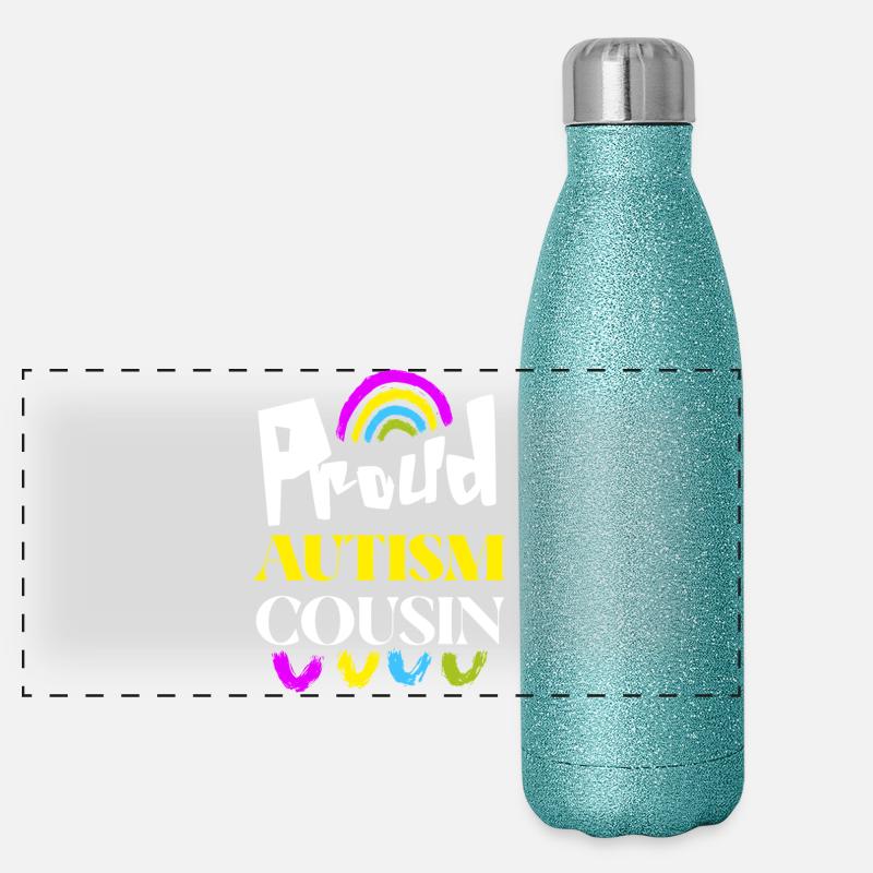 Stolzer Autismus-Cousin Panorama Glitzer Isolierflasche 500 ml