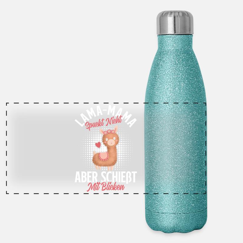 Bald Mama LAMA MAMA SPUCKT NICHT SCHIESST BLICKE Panorama Glitzer Isolierflasche 500 ml