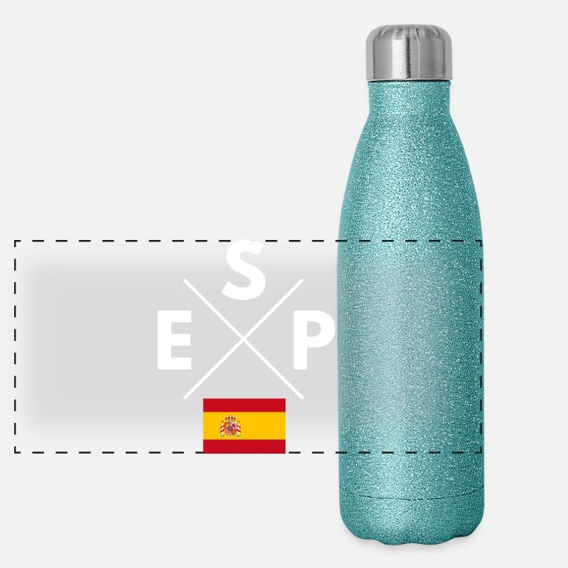 Croix du drapeau de l’Espagne Gourde isotherme panoramique pailletée 500 ml