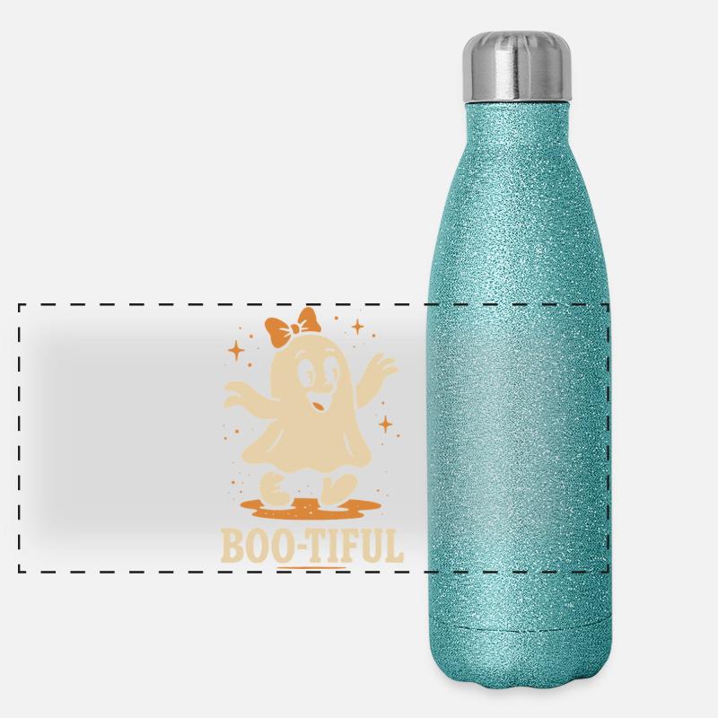 Boo-Tiful Ghost Halloween Party Fun Panoramic Glitter Thermal Bottle 500 ml