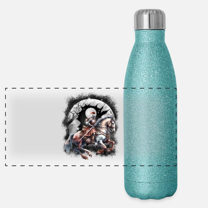 Chevalier Guerrier Cheval Médiéval Gourde isotherme panoramique pailletée 500 ml