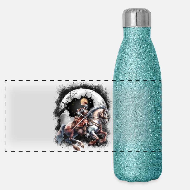 Ritter Mittelalter Kinder Pferd Panorama Glitzer Isolierflasche 500 ml