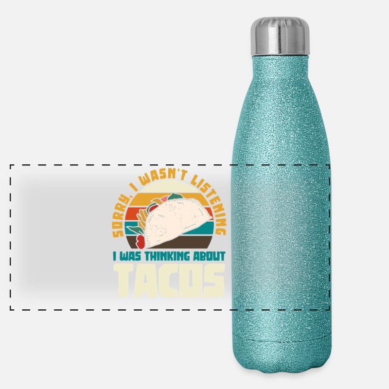 Später Taco Gedankengang Retro Design Panorama Glitzer Isolierflasche 500 ml