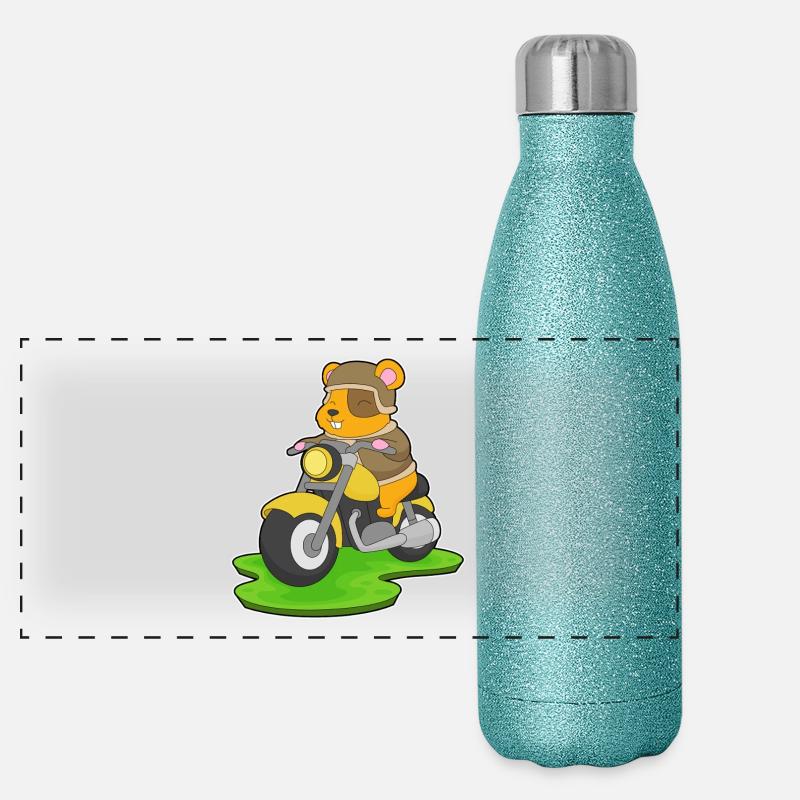 Hamster Motorcycle Panoramic Glitter Thermal Bottle 500 ml