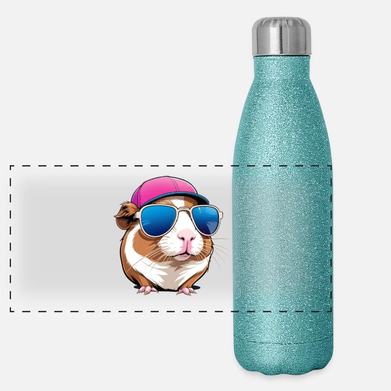 Sonnenbrillen-Hamster mit Cap Panorama Glitzer Isolierflasche 500 ml