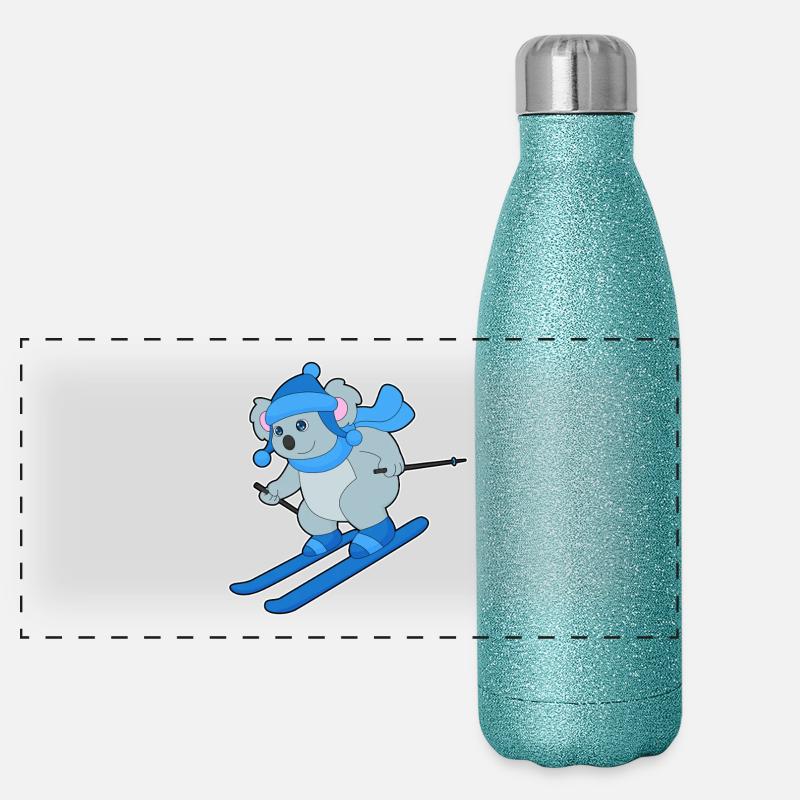 Koala Skifahrer Ski Wintersport Panorama Glitzer Isolierflasche 500 ml