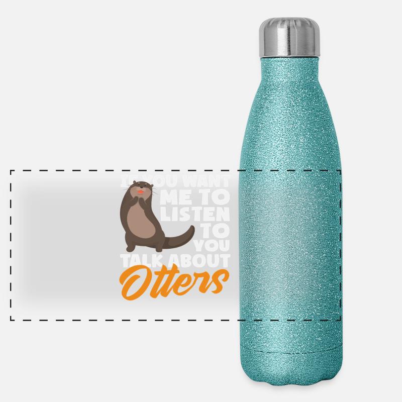 Gespräch Über Otter Seeotter Cartoon Panorama Glitzer Isolierflasche 500 ml