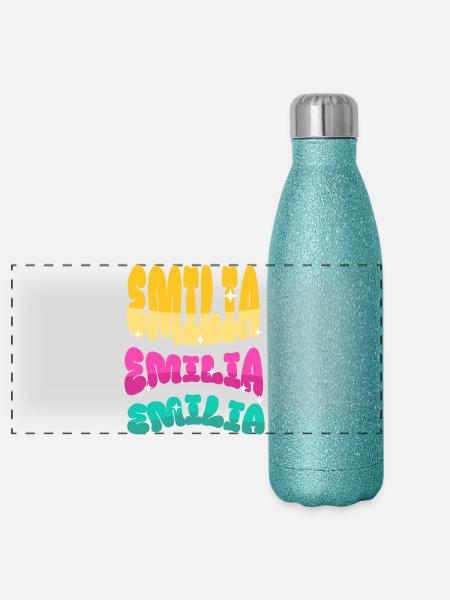 Emilia  - Panorama Glitzer Isolierflasche 500 ml - Blau Glitzer