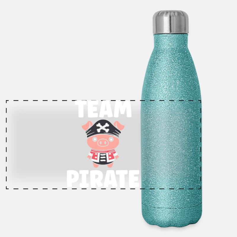 Cochon Pirate Kawaii Équipe Gourde isotherme panoramique pailletée 500 ml