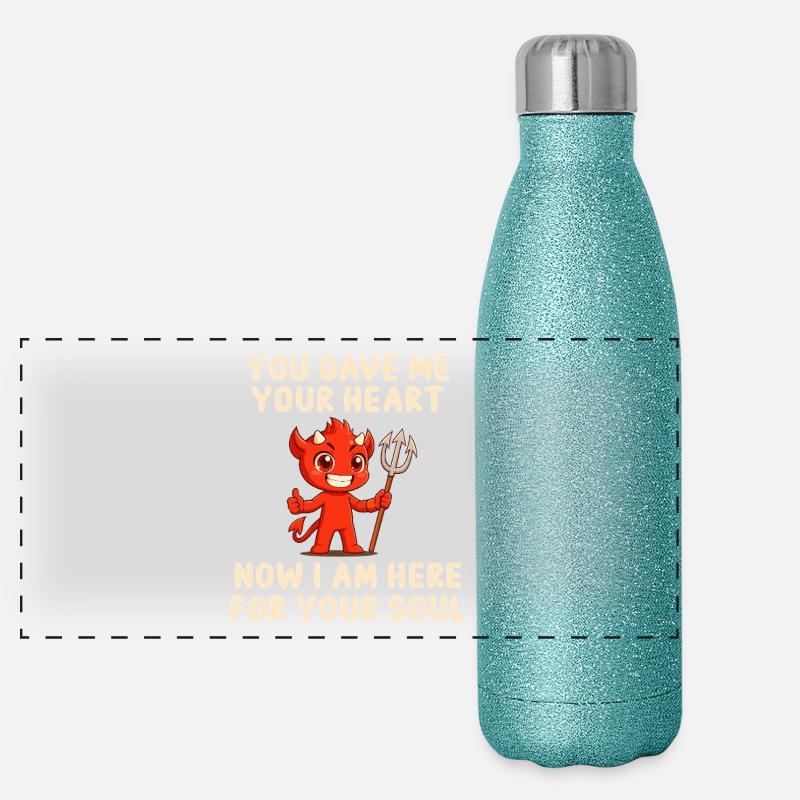 Message d’amour diabolique Gourde isotherme panoramique pailletée 500 ml