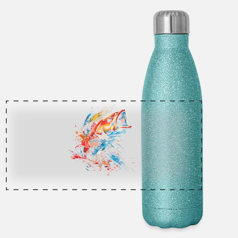 Fisch Farbklecks Panorama Glitzer Isolierflasche 500 ml
