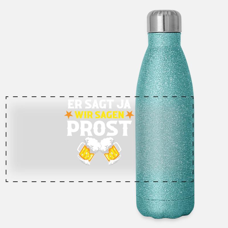 JGA Team Bräutigam Junggesellenabschied Panorama Glitzer Isolierflasche 500 ml