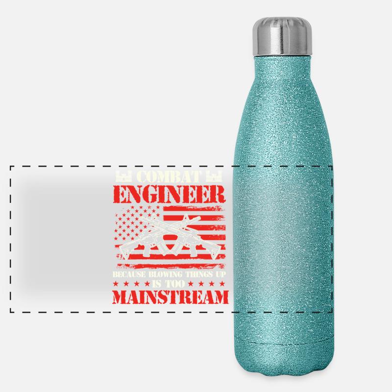 Combat Engineer Blowing Things Up Joke Panoramic Glitter Thermal Bottle 500 ml