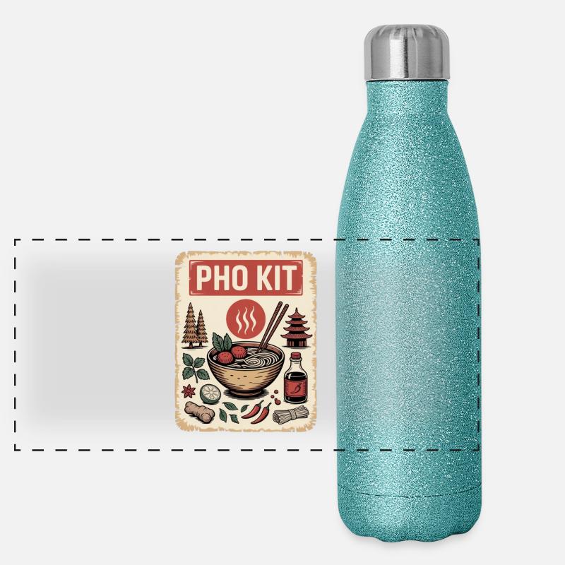 PHO KIT Vietnamese Pho Noodle Soup Panoramic Glitter Thermal Bottle 500 ml