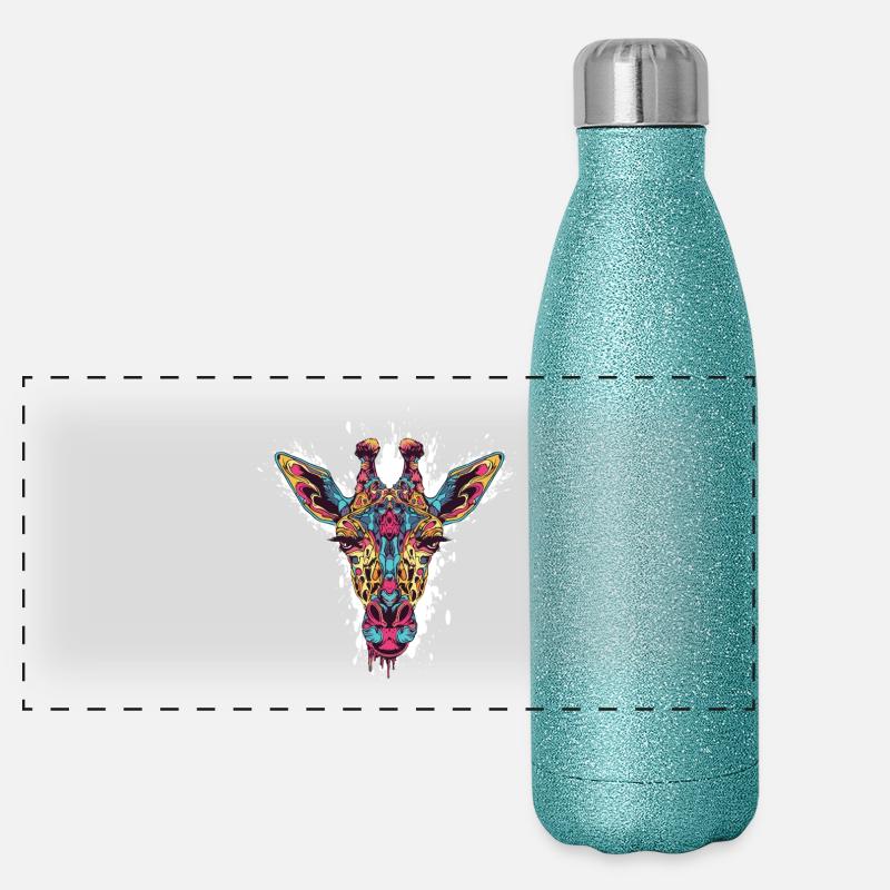 Kaléidoscope Tête de Girafe Gourde isotherme panoramique pailletée 500 ml