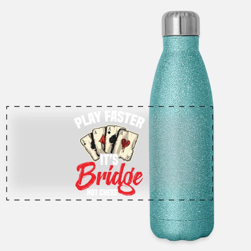 Jouez plus vite, c'est du bridge, pas des échecs Gourde isotherme panoramique pailletée 500 ml