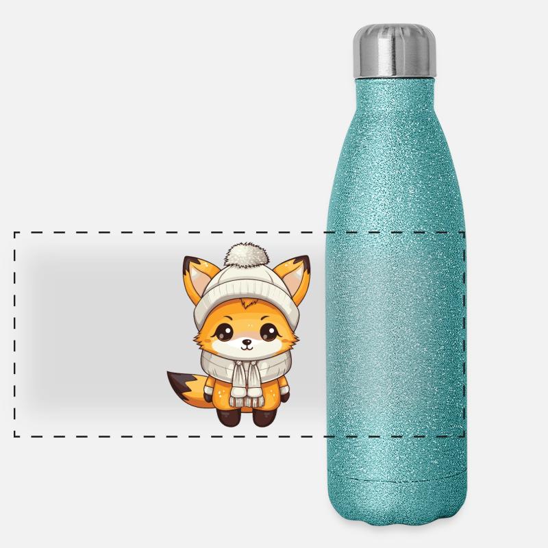 Fuchs Winter Tier Baby Comic Panorama Glitzer Isolierflasche 500 ml