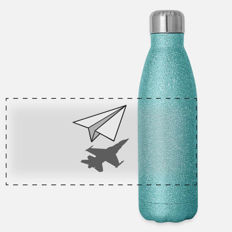 Paper Plane Aeronautical Engineer Aviation Gift Panoramic Glitter Thermal Bottle 500 ml
