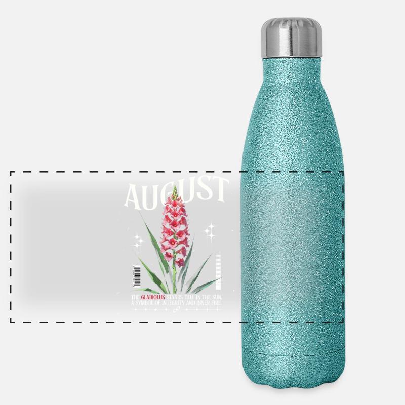 Naissance Fleurs Août Glaïeul Naissance Fleur Gourde isotherme panoramique pailletée 500 ml